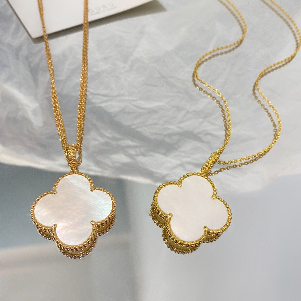 [Solara Jewelry] クローバー 25mm マザーオブパール ラージペンダントネックレス
