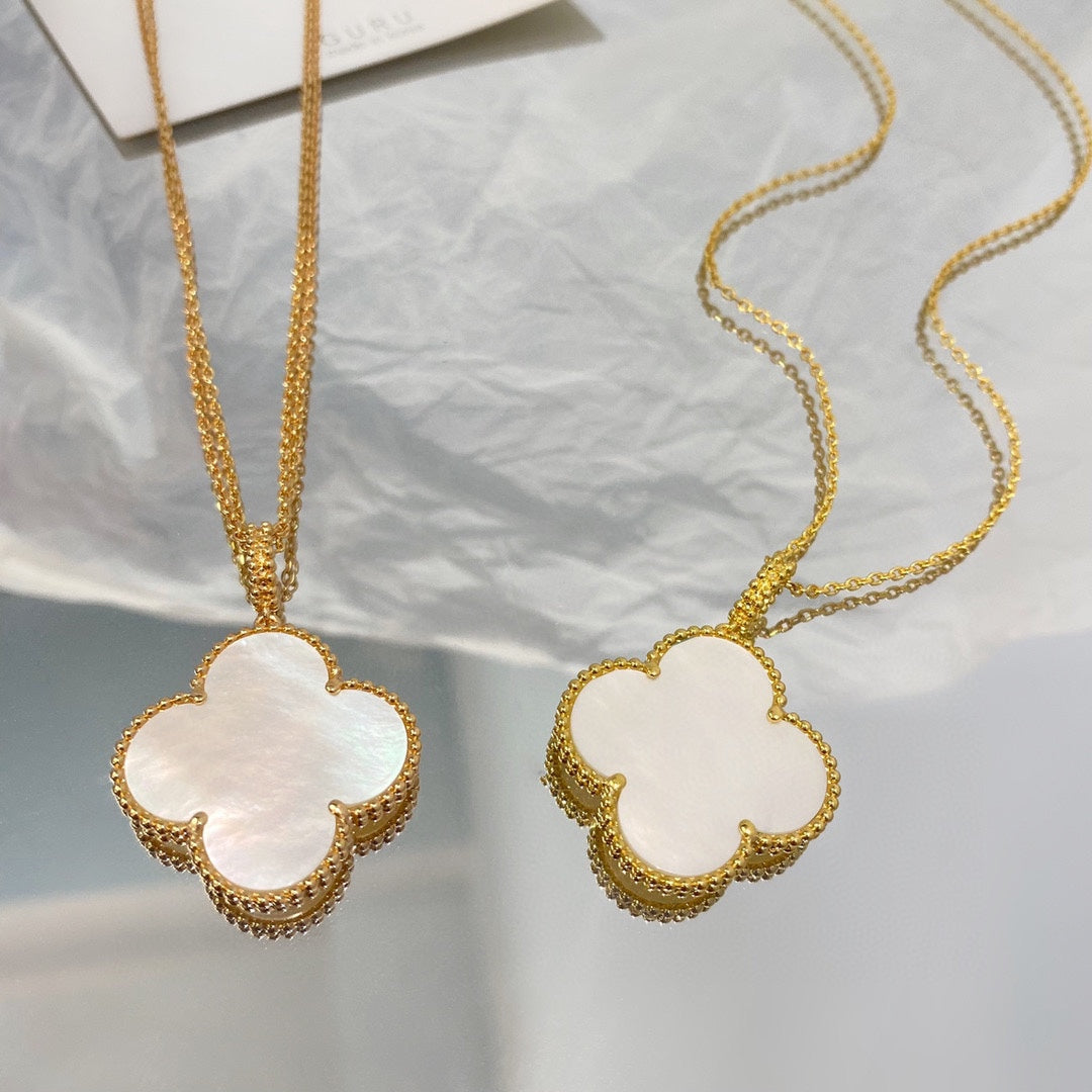 [Solara Jewelry] クローバー 25mm マザーオブパール ラージペンダントネックレス