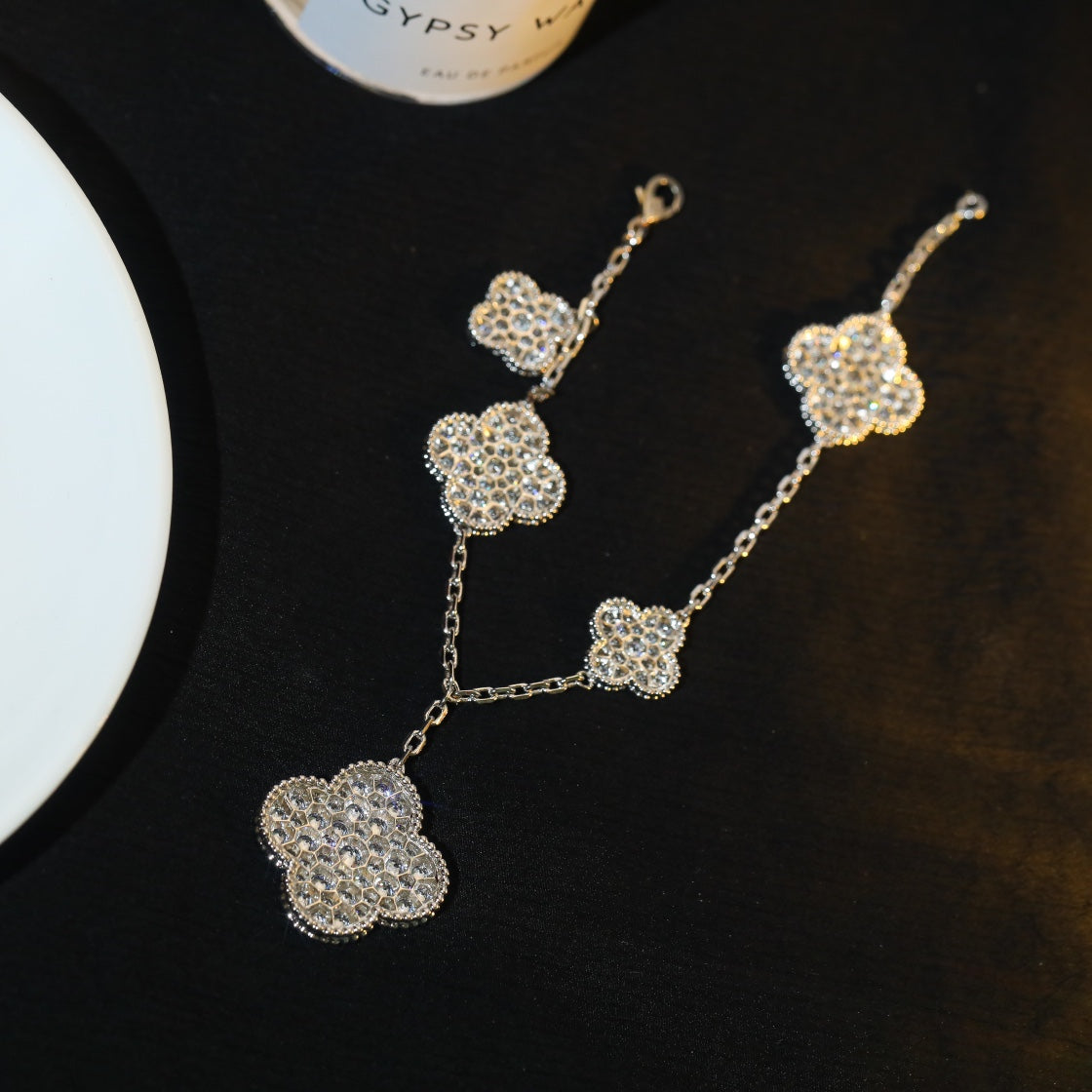 [Solara Jewelry ]KLEEBRACHTARMBAND 5 MOTIV SILBER DIAMANT PAVÉ