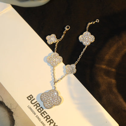 [Solara Jewelry ]KLEEBRACHTARMBAND 5 MOTIV SILBER DIAMANT PAVÉ