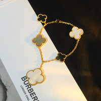 [Solara Jewelry ]CLOVER BRACELET 5 MOTIFS ONYX MOP