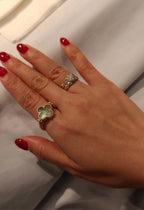 [Solara Schmuck ]Kleeblatt WENDEBAR Grau MOP RING
