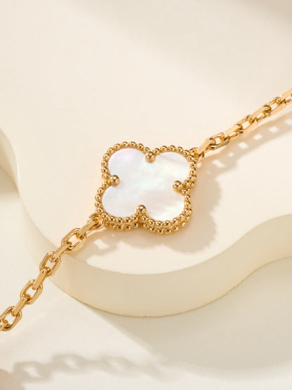 [Solara Jewelry ]クローバー ブレスレット 5モチーフ 白蝶貝 ゴールド