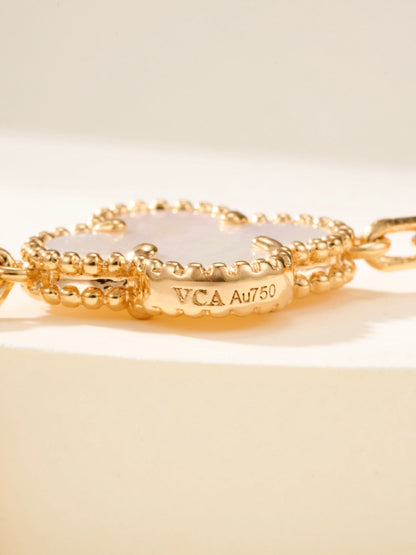 [Solara Jewelry ]クローバー ブレスレット 5モチーフ 白蝶貝 ゴールド