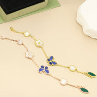 [Solara Jewelry ]New LUCKY SPRING 5 MOTIF GOLD Blue Butterfly Bracelet
