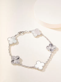 [Solara Jewelry ]Clover silver laser-cut mother-of-pearl bracelet with 5 patterns