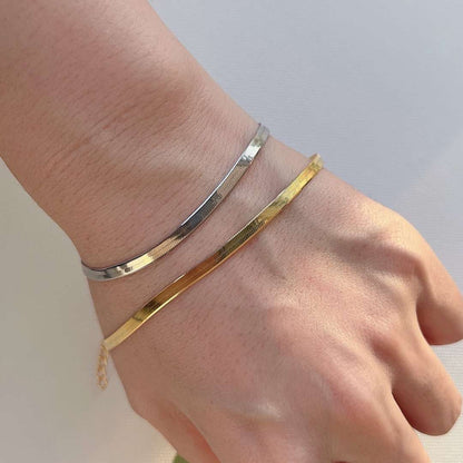 [Solara Jewelry ]フラットスネークボーンチェーンブレードネックレス