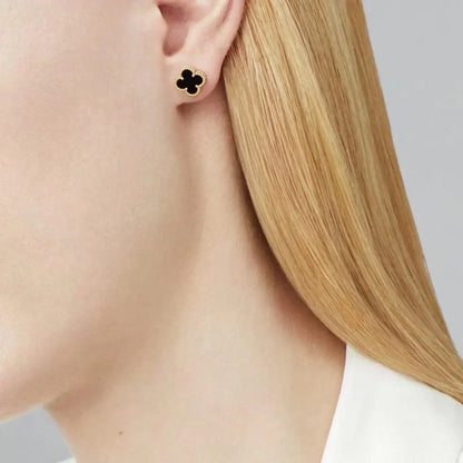 [Solara Jewelry ]CLOVER MINI 9.5MM BLACK MOP EARRINGS