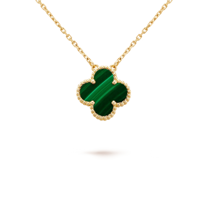 [Solara Jewelry ]KLEEBÜTE 15MM MALACHIT EINZELBLUME HALSKETTE