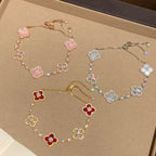 [Solara Jewelry ]CLOVER 5 MOTIF PINK BLUE RED WHITE BRACELET