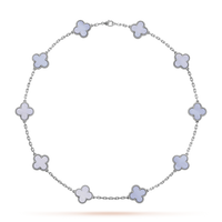 [Solara Jewelry ]CLOVER 10 MOTIFS BLUE CHALCEDONY NECKLACE