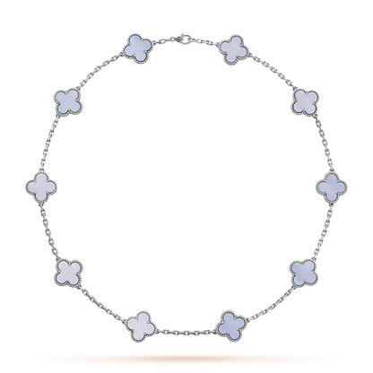 [Solara Jewelry ]CLOVER 10 MOTIFS BLUE CHALCEDONY NECKLACE