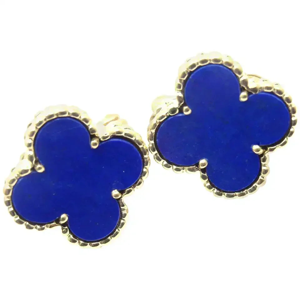 [Solara Jewelry ]CLOVER MINI 9.5MM BLUE AGATE EARRINGS