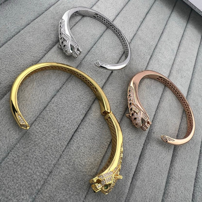 [Spira Jewelry]SCULPTED PANTHER HEAD OPEN BANGLE