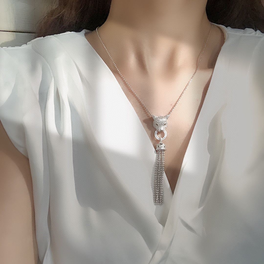 [Solara jewelry]Pave Tassel Pendant Necklace image 3
