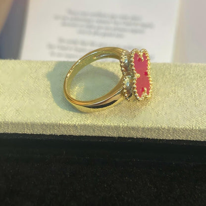 [Solara jewelry]NEW CLOVER PINK ENAMEL RINGS