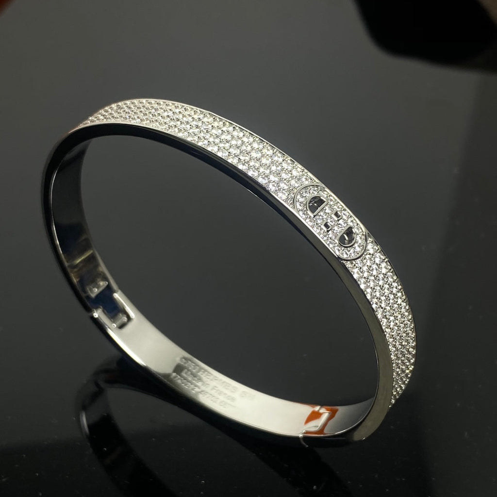[Solara Jewelry] H-Doppelreif-Armband mit voll ausgefassten Diamanten
