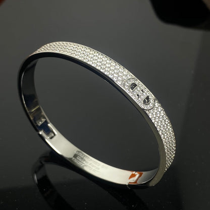 [Solara Jewelry] H-Doppelreif-Armband mit voll ausgefassten Diamanten