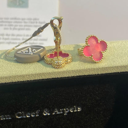 [Solara jewelry]NEW CLOVER 15MM PINK ENAMEL STUD EARRINGS