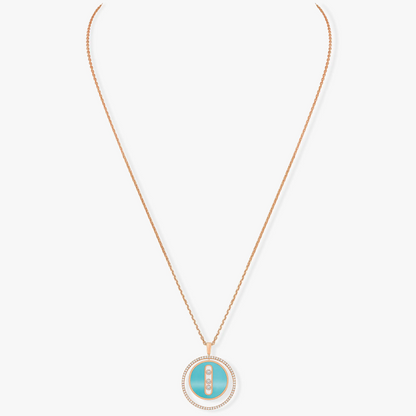 [Solara jewelry]ラッキー ムーブ スリーダイヤ ターコイズ ピンクゴールド ダイヤモンドネックレス
