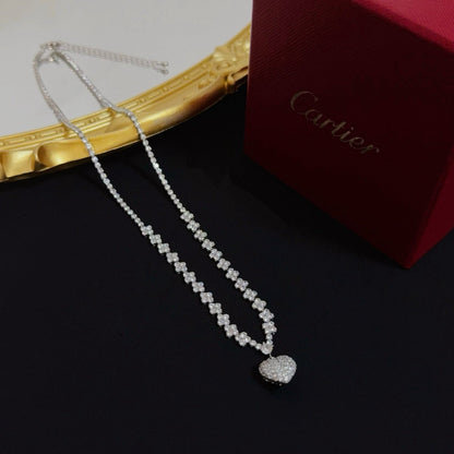 [Solara Jewelry ]LOVE ハート型 パヴェダイヤモンド ペンダントネックレス