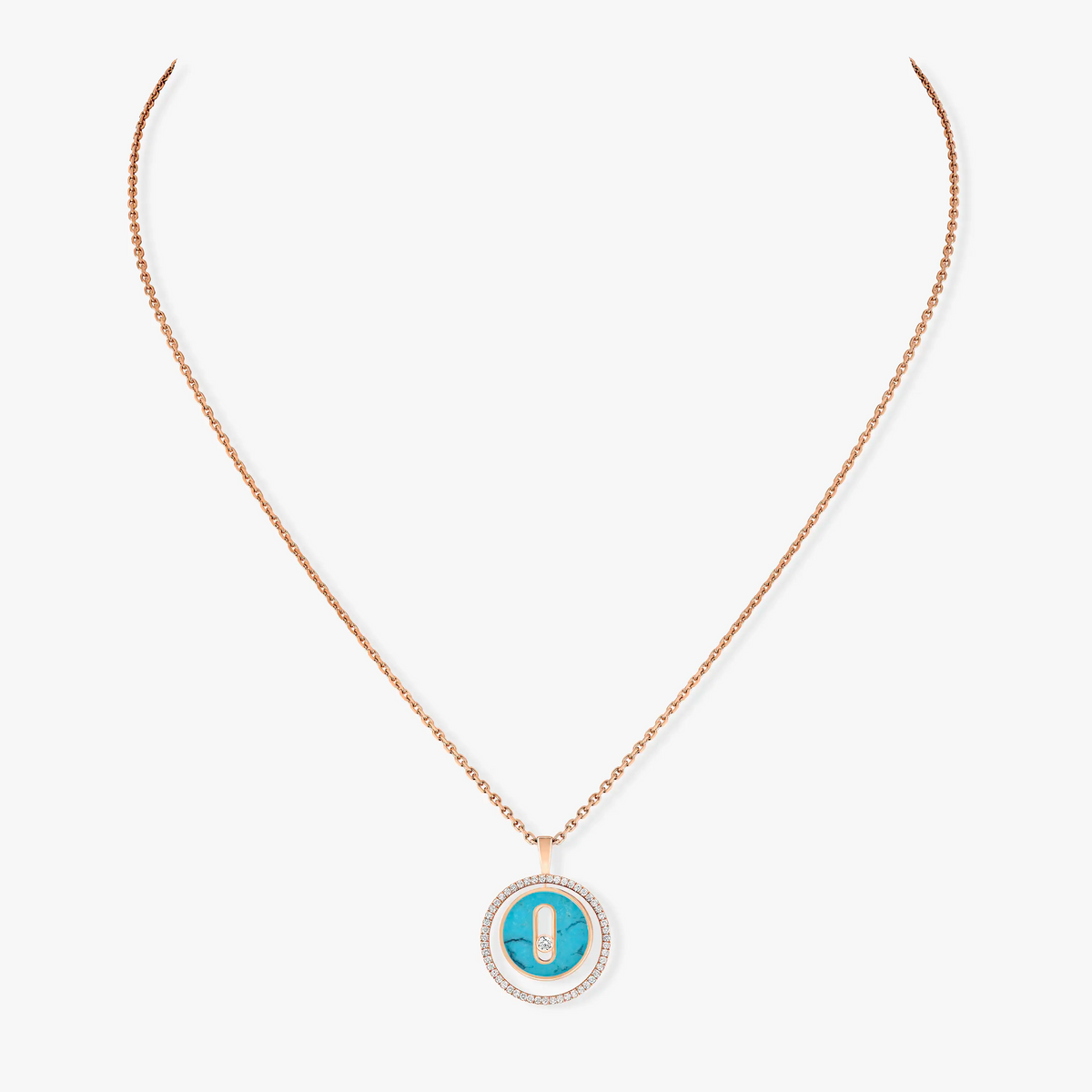 [Solara jewelry]LUCKY MOVE 1 DIAMOND TURQUOISE PINK GOLD DIAMOND NECKLACE