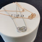 [Solara Jewelry ]FORCE Double-Layer Infinity & Mini Horsebit Layering Necklace, Semi-Pavé