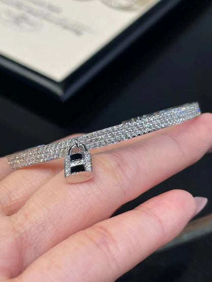 [Solara Schmuck ]H-Verschluss & ineinandergreifendes Creolen-Armband, vollständig mit Diamanten ausgefasst