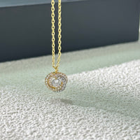 [Solara Jewelry ]Three-Row Necklace in Tri-Color Gold with Pave Diamonds and Center Diamond