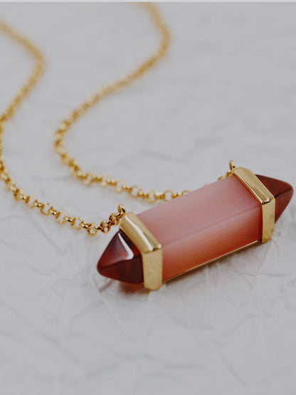 [Solara jewelry]Color Stone Bar Pendant Necklace image 5