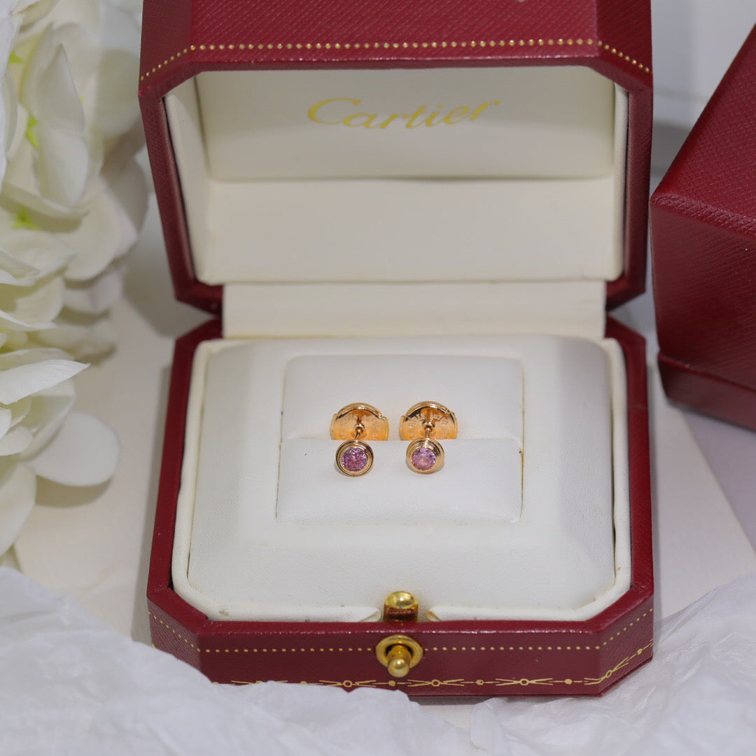 [Solara Jewelry] 一粒ダイヤモンド UFO スタッドピアス & ピンクダイヤモンド スタッドピアス