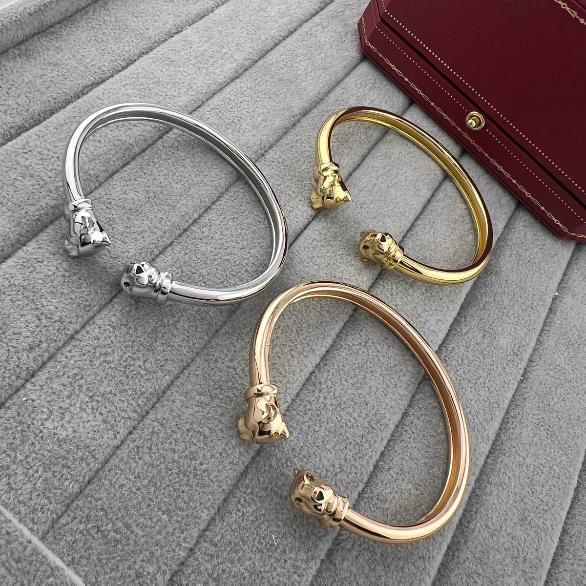 [Spira Jewelry]DOUBLE PANTHER HEAD OPEN BANGLE