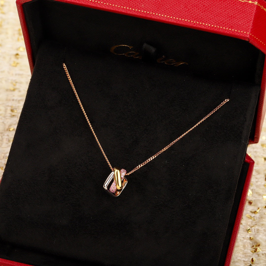 [Solara Jewelry ]CT スリーロウ スクエア クリスタル ネックレス