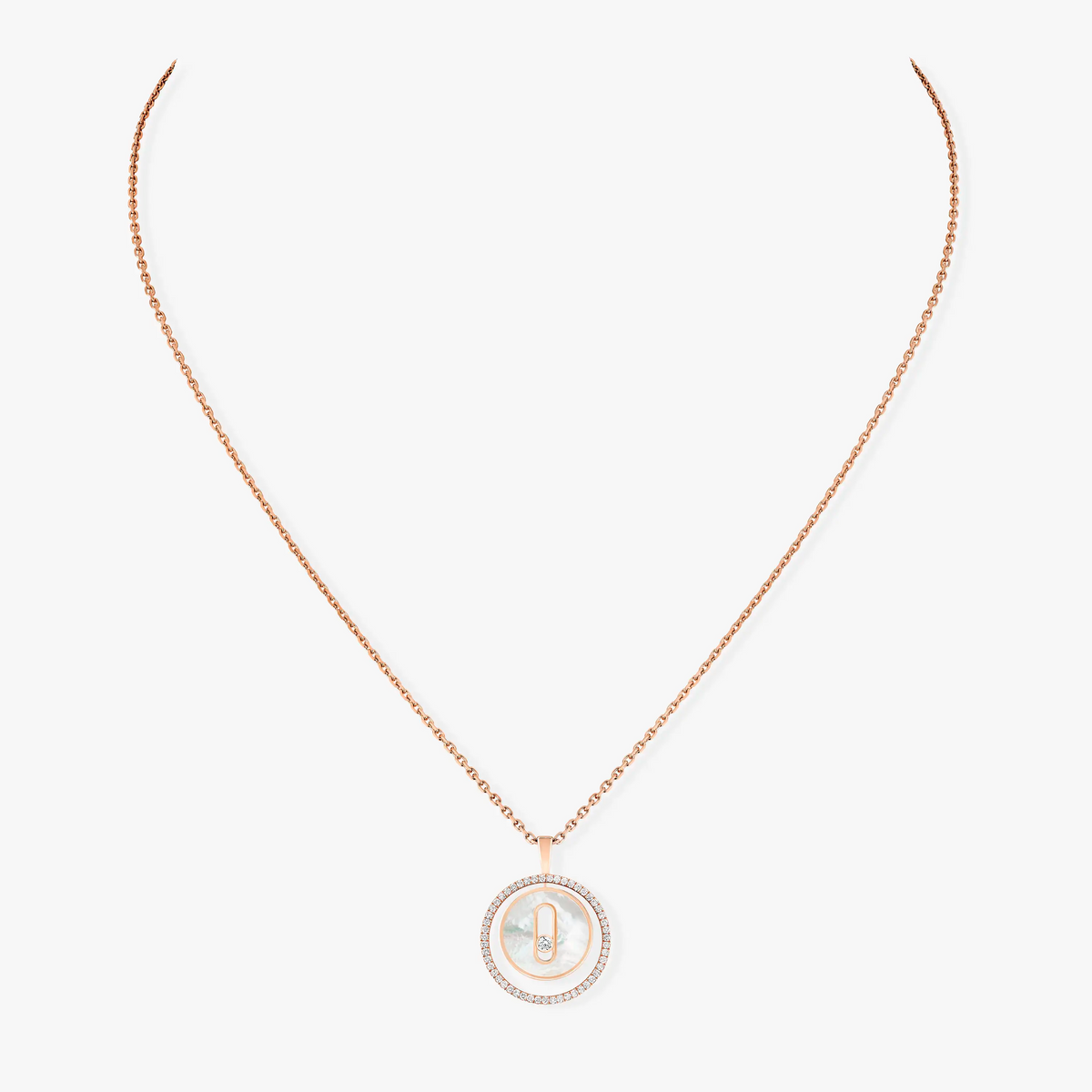 [Solara jewelry]LUCKY MOVE 1 DIAMANT WEISSER PERLMUTT ROSÉGOLD DIAMANT HALSKETTE