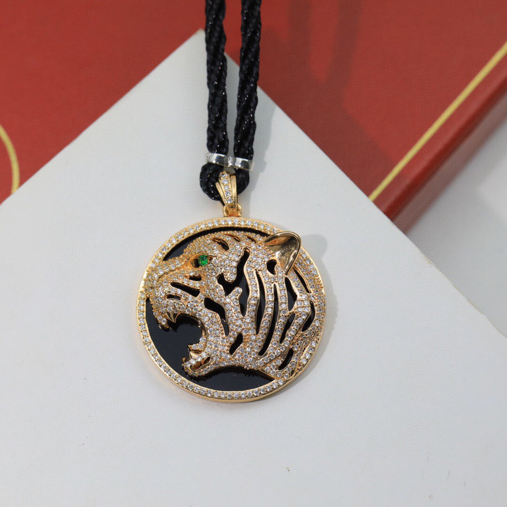 [Solara jewelry]Openwork Tiger Cord Pendant Necklace image 3