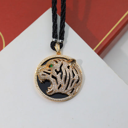 [Solara jewelry]Openwork Tiger Cord Pendant Necklace image 3
