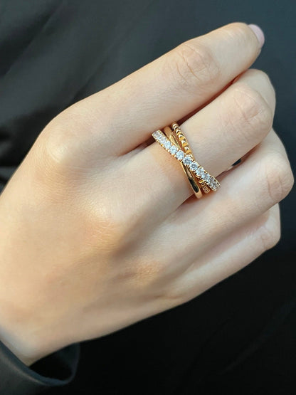 [Solara Jewelry] LOVE Dreifach-Ring mit Nieten und Akzentkristallen