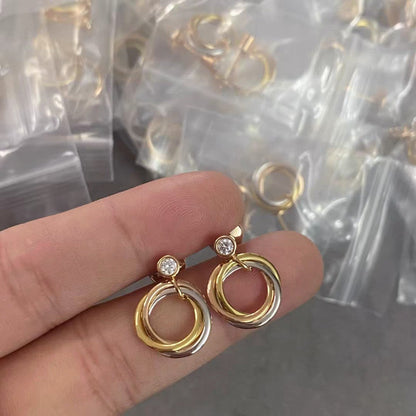 [Solara Jewelry ]Dreifarbige Pave-Diamantohrringe