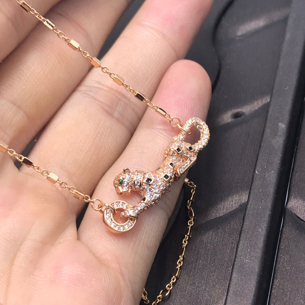 [Solara jewelry]Pave Panther Pendant Necklace