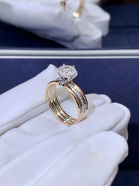 [Solara Jewelry ]CT Two-Tone Halo Diamond Ring