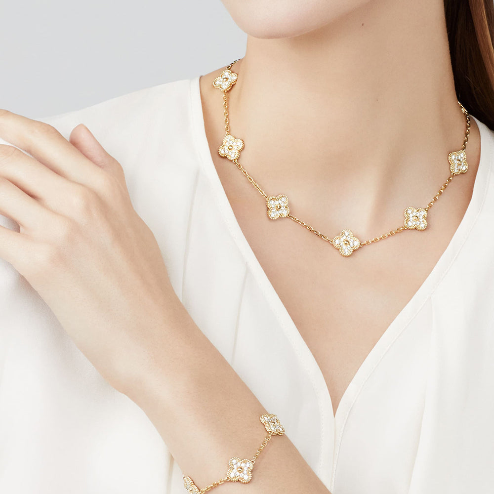 [Solara Jewelry ]CLOVER 10 MOTIFS DIAMOND NECKLACE
