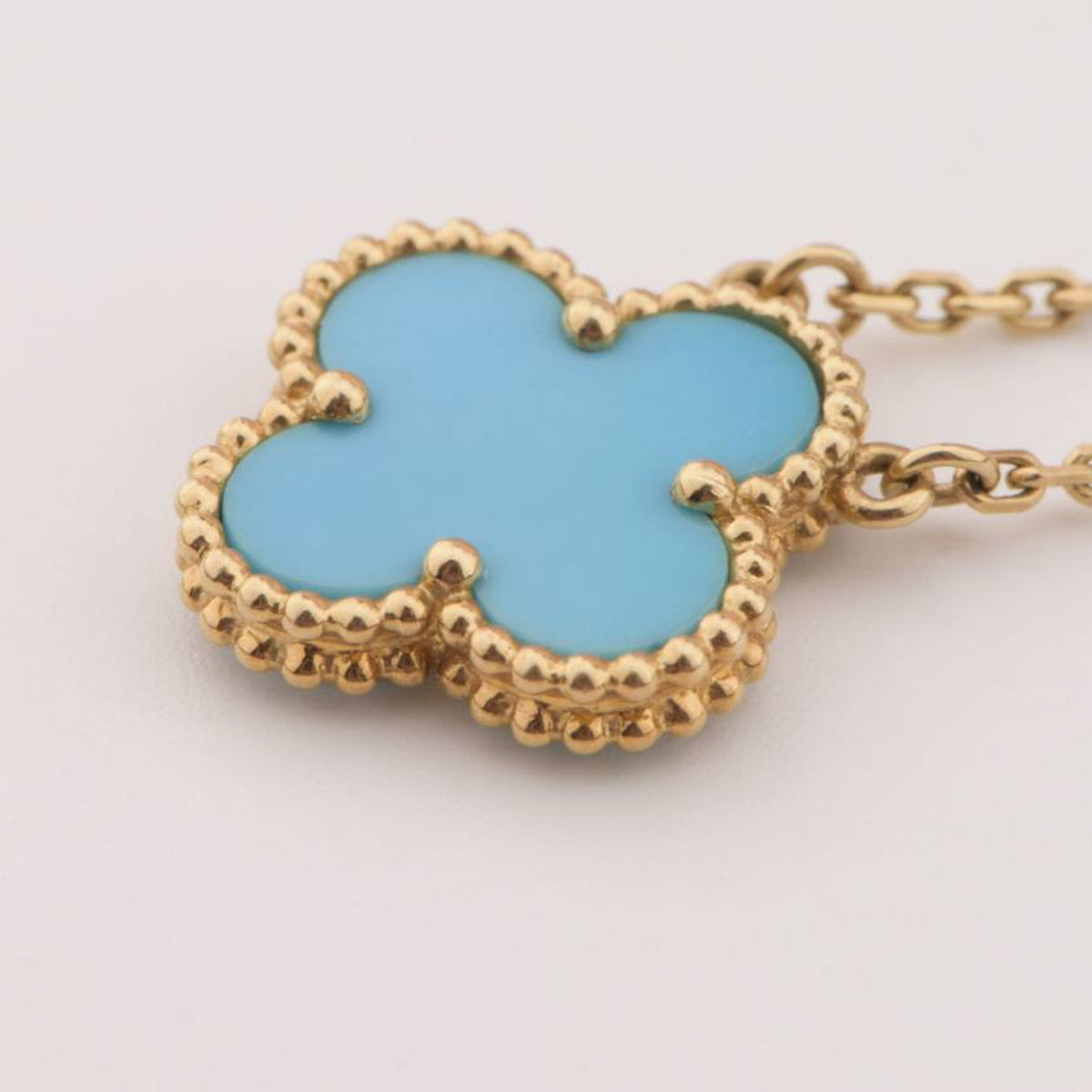 [Solara Jewelry] クローバー 15MM ヴィンテージターコイズネックレス
