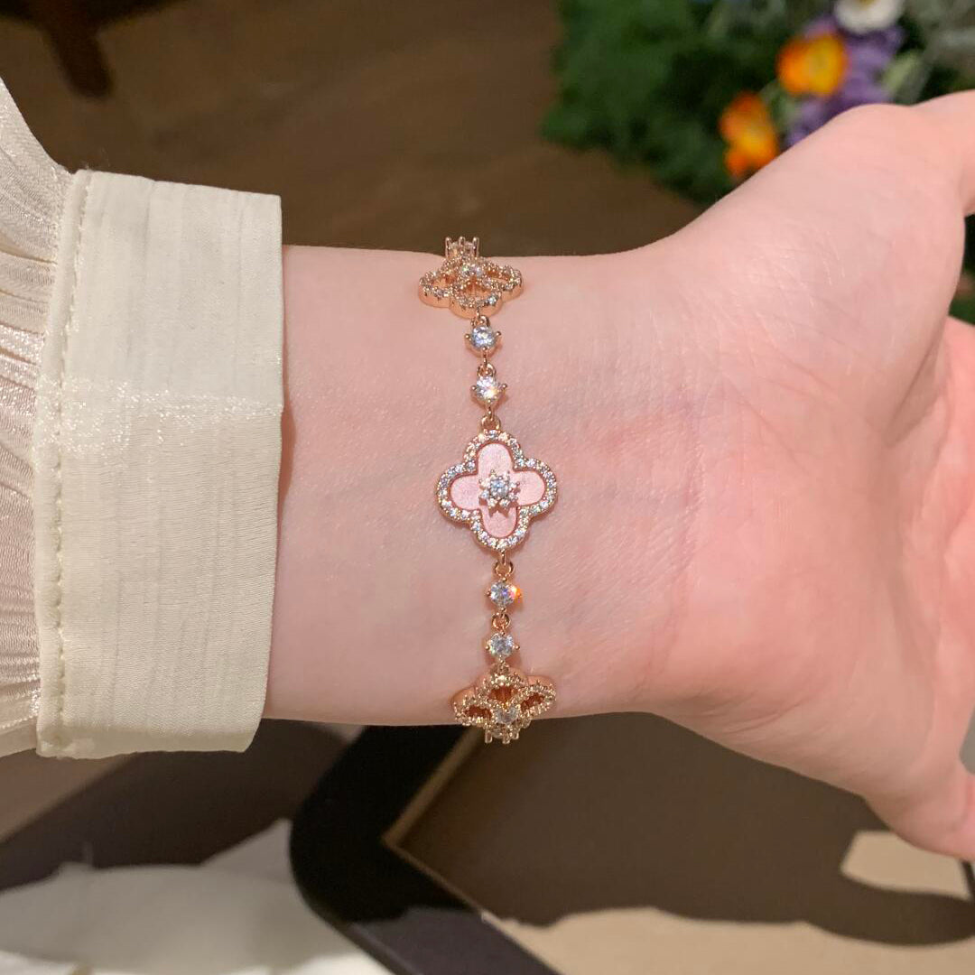 [Solara Jewelry ]CLOVER 5 MOTIF PINK BLUE RED WHITE BRACELET