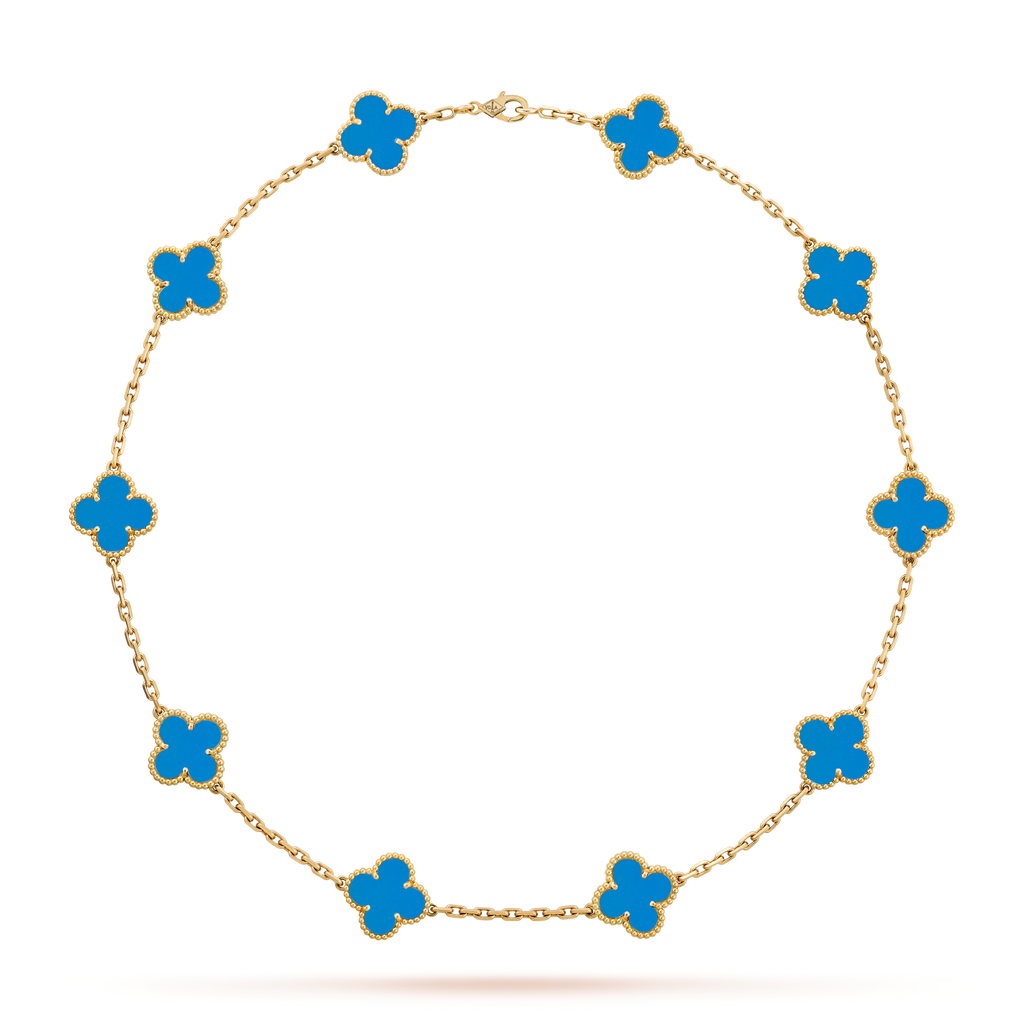 [Solara Jewelry ]クローバー 10モチーフ ブルーアゲートネックレス