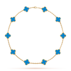[Solara Jewelry ]クローバー 10モチーフ ブルーアゲートネックレス