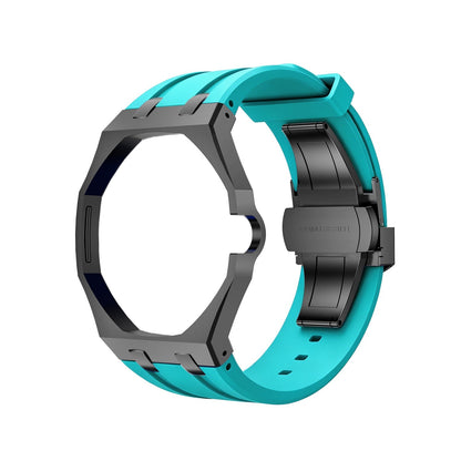 Eiche Pop Schwarz Stahl Silikonarmband