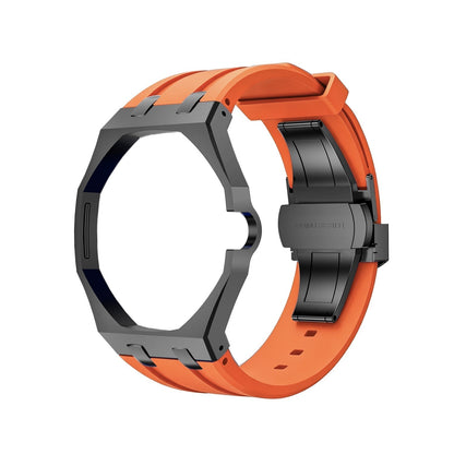 Eiche Pop Schwarz Stahl Silikonarmband