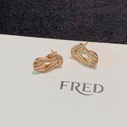 [Solara Jewelry] Unisex-Ohrstecker Force mit vollflächigem Pavé, Horsebit- und Unendlichkeitsdesign