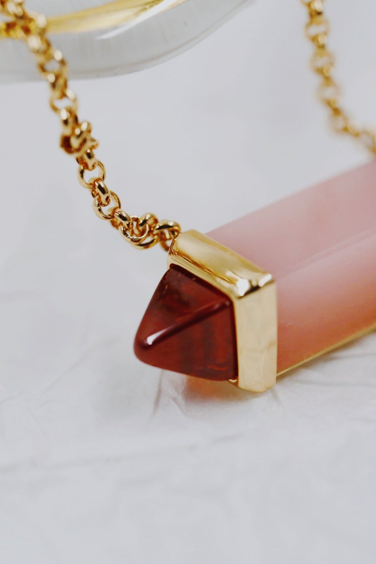 [Solara jewelry]Color Stone Bar Pendant Necklace image 4