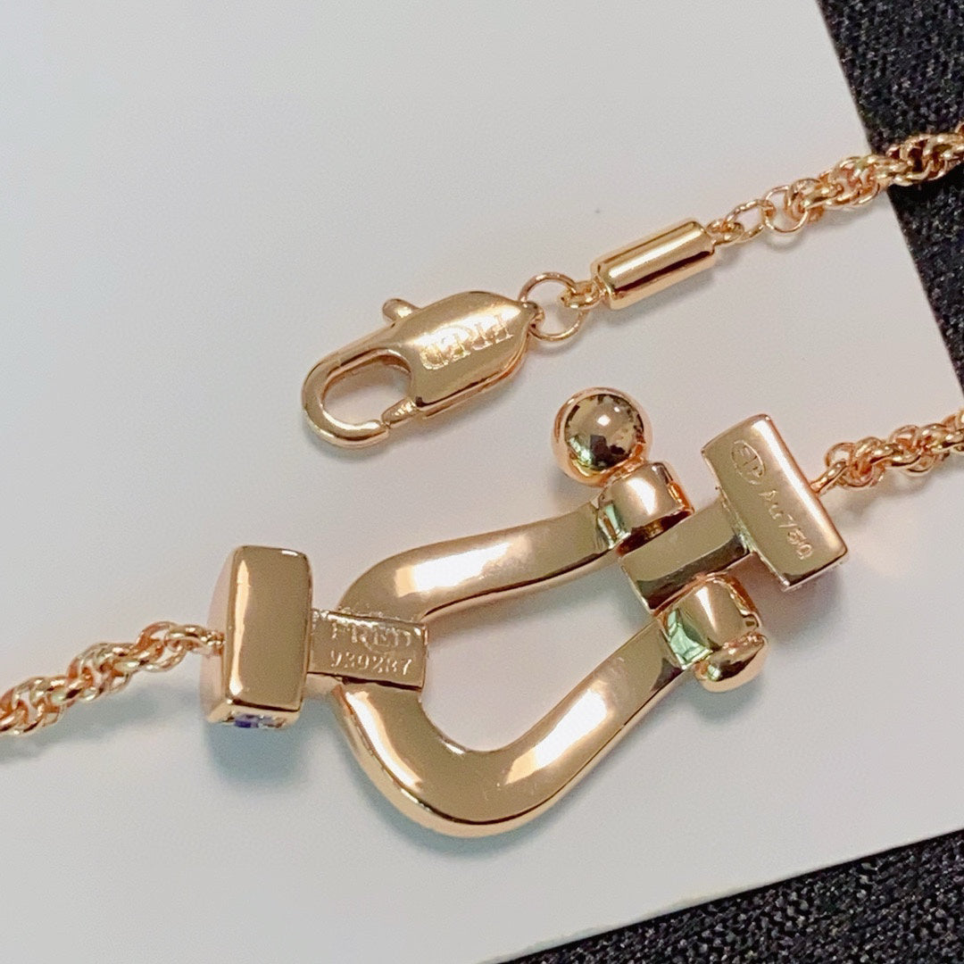 [Solara Jewelry ]FORCE Bunte Full-Pavé Mini Horsebit Halskette, Unisex